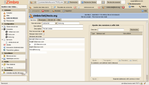 Zimbra console admin gestion des listes de diffusions